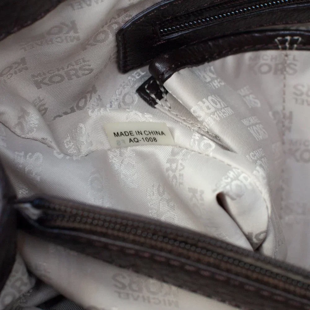 Michael Kors Hamilton East West Satchel Brown Pebbled Leather Gold Hardware